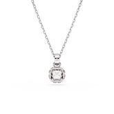 Birthstone pendant, Square cut, June, Pink, Rhodium plated